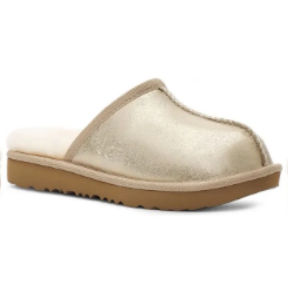 Ugg Kids' Keegan Gold Metillac Slippers GOLD, Size 1 NWT